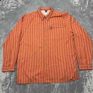 The North Face Shirt Mens Size XL Orange Striped Long Sleeve Button Up Outdoor